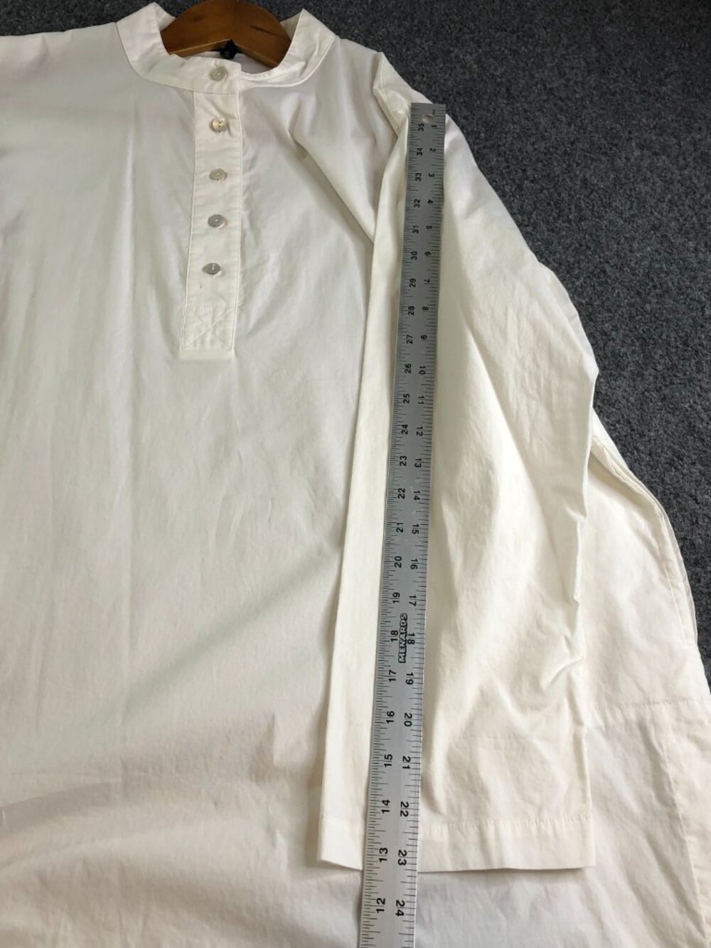 Eileen Fisher Tunic Shirt Womens Medium White Organic Cotton Band Collar Button - Picture 9 of 16